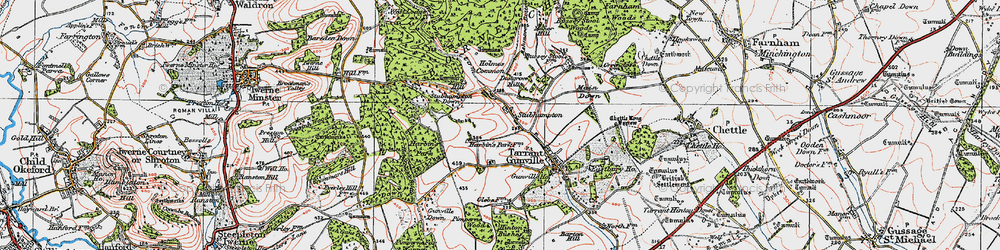 Old map of Ashmore Bottom in 1919