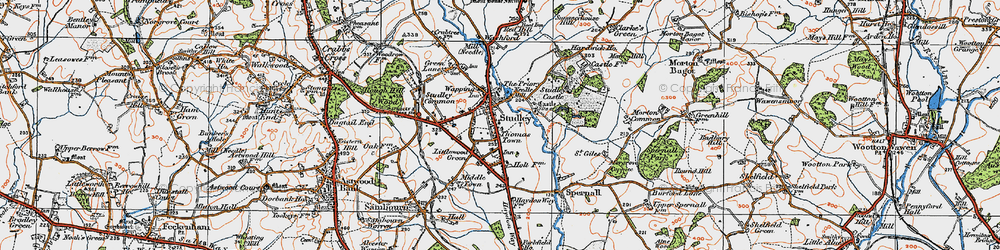 Old map of Studley in 1919