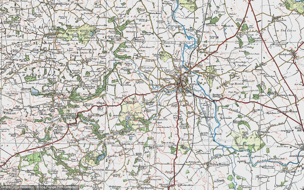 Old Map of Historic Map covering Aismunderby Village in 1925