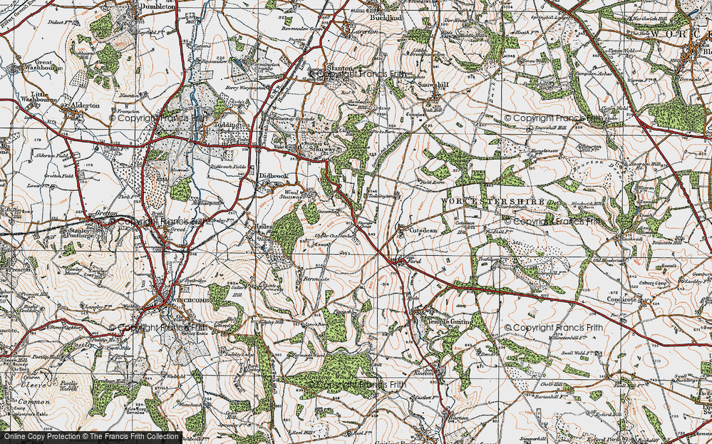 Old Map of Historic Map covering Lower Coscombe in 1919