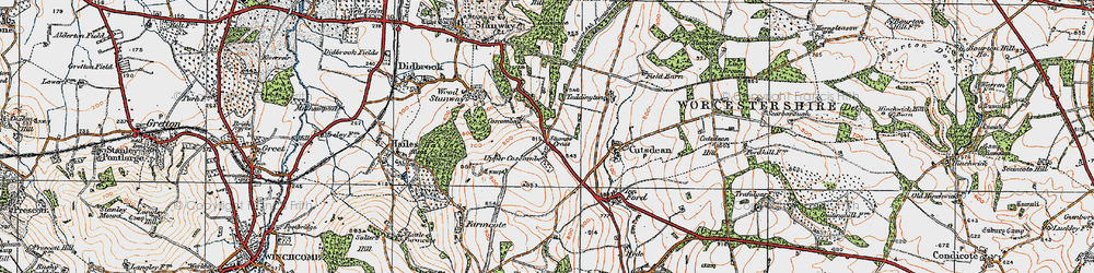 Old map of Lower Coscombe in 1919