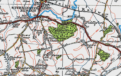 Old map of Sturminster Common in 1919