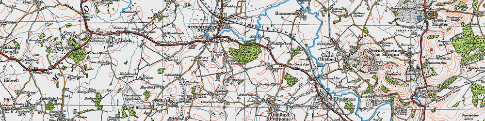 Old map of Sturminster Common in 1919