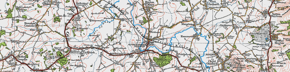 Old map of Sturminster Newton in 1919