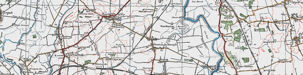 Old map of Sturton le Steeple in 1923