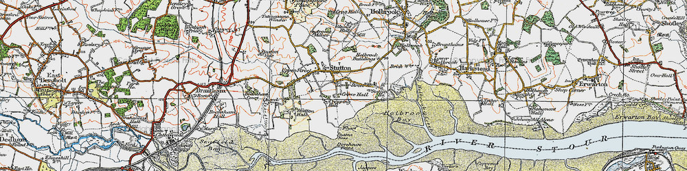 Old map of Stutton in 1921