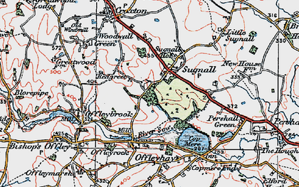 Old map of Sugnall in 1921