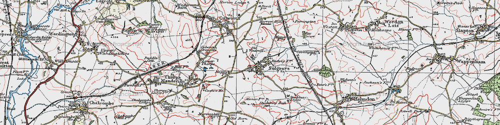Old map of Sulgrave in 1919