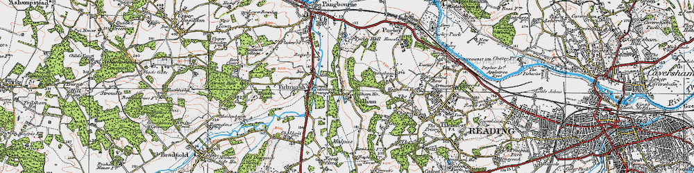 Old map of Sulham in 1919