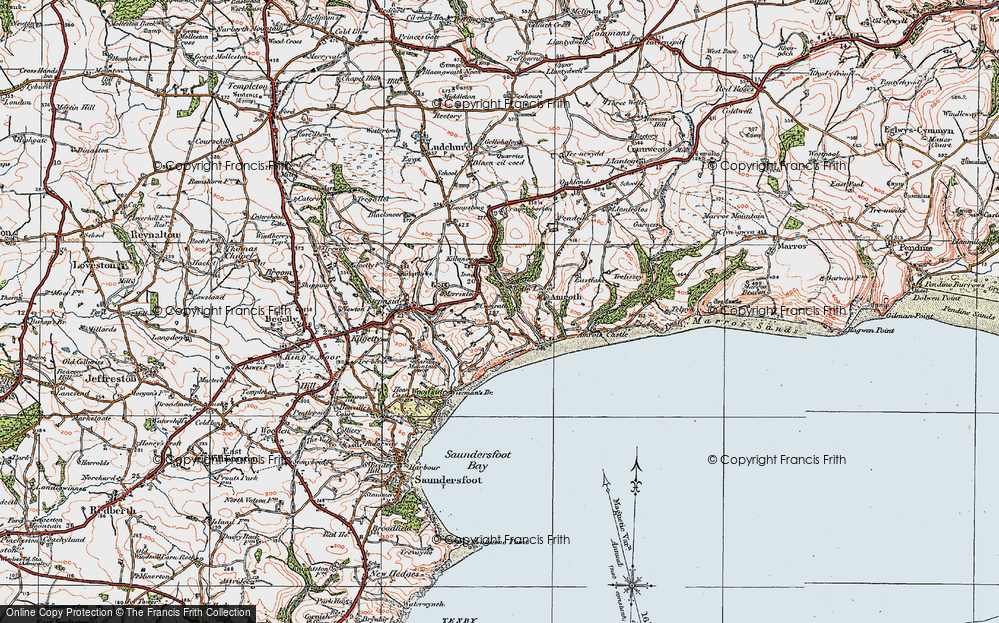 Old Map of Historic Map covering Colby Lodge Garden in 1922