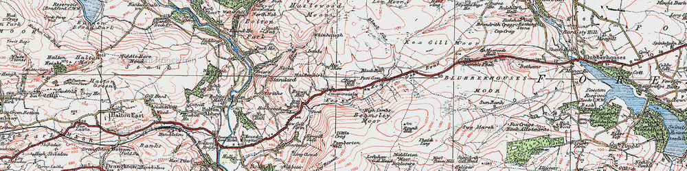 Old map of Beamsley Moor in 1925