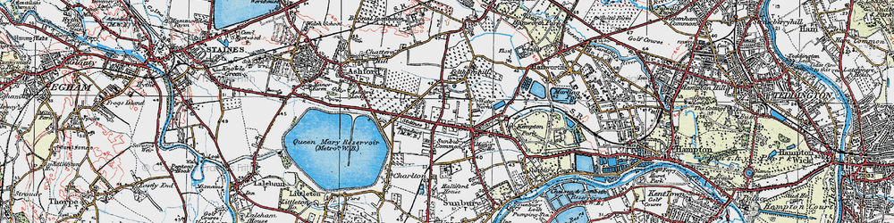 Old map of Sunbury Common in 1920