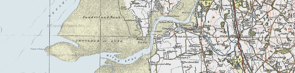 Old map of Sunderland Point in 1924
