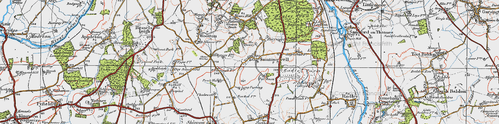 Old map of Sunningwell in 1919