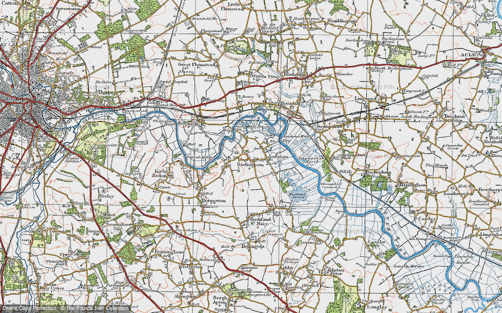 Old Map of Surlingham, 1922 in 1922