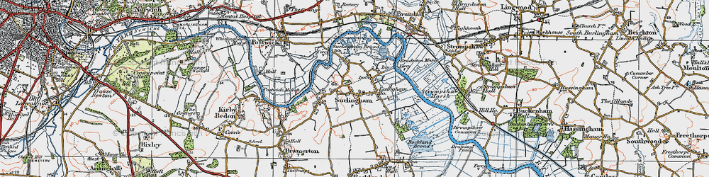 Old map of Surlingham in 1922