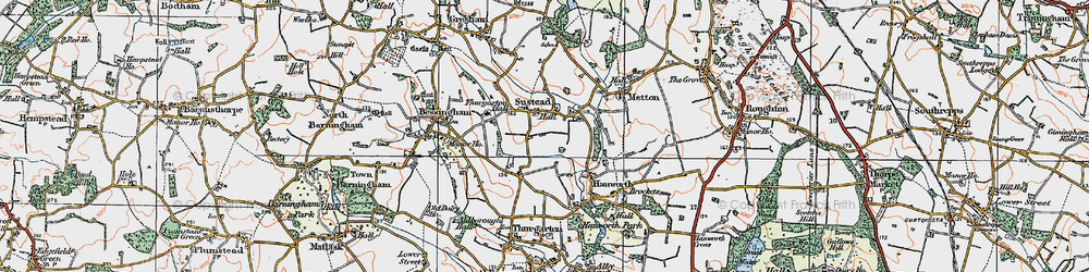 Old map of Sustead in 1922