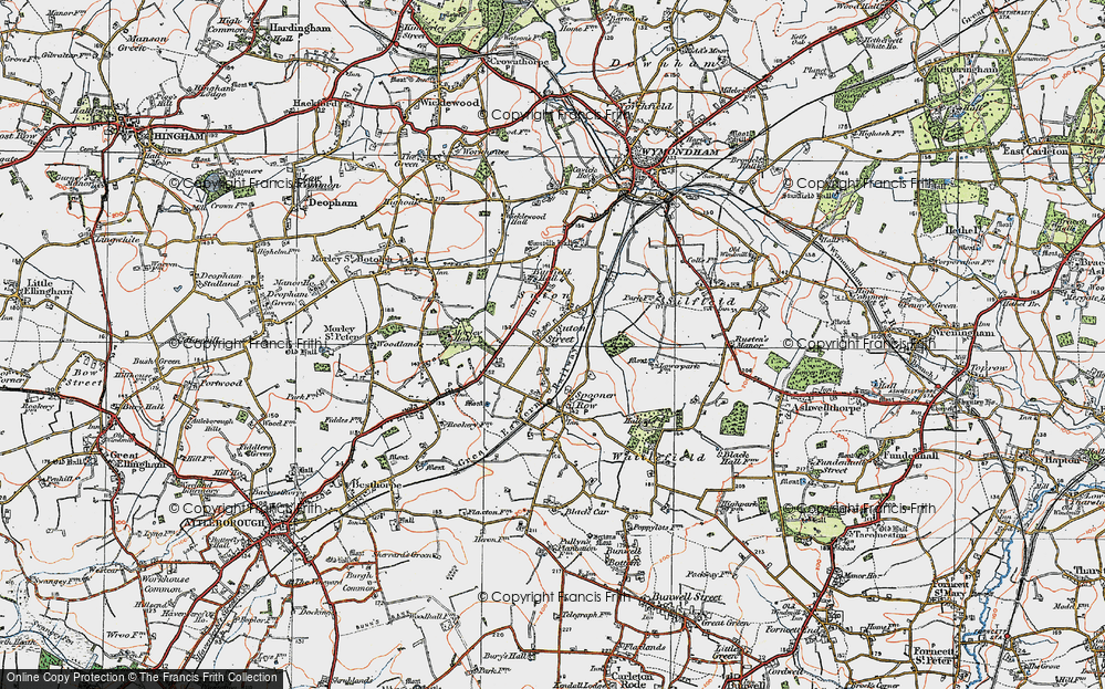 Old Map of Suton, 1921 in 1921