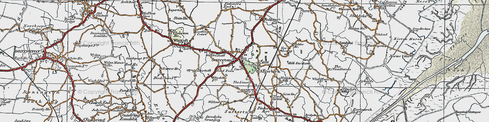 Old map of Sutterton in 1922