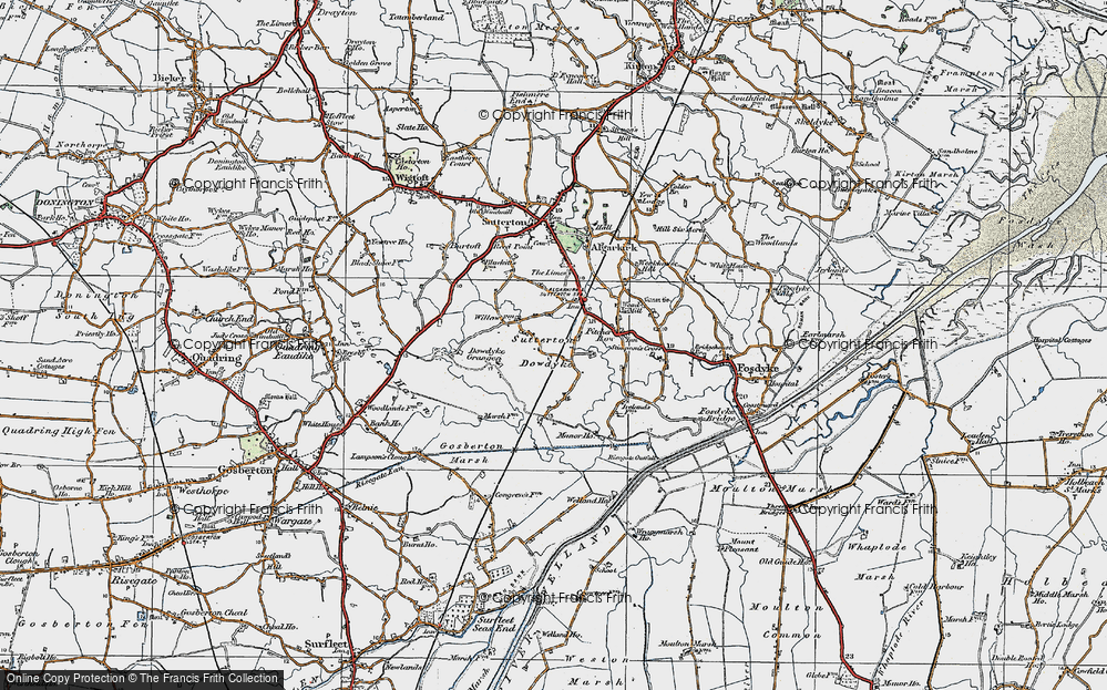 Old Map of Sutterton Dowdyke, 1922 in 1922