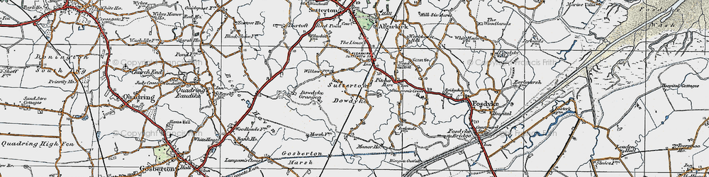 Old map of Sutterton Dowdyke in 1922