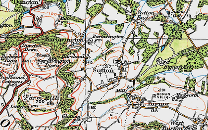 Old map of Barlavington Down in 1920