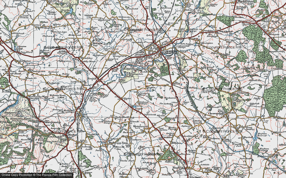 Old Map of Historic Map covering Brownhill Wood in 1921