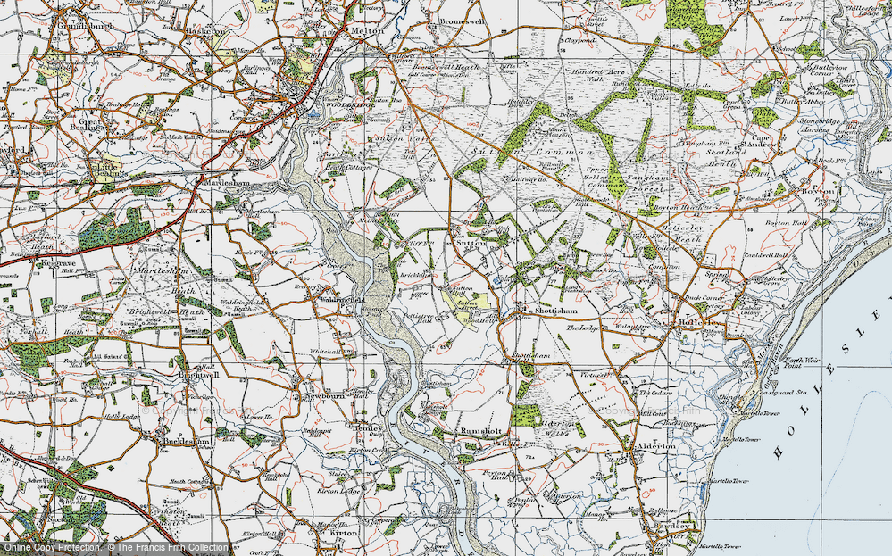 Old Map of Historic Map covering Broxtead Ho in 1921