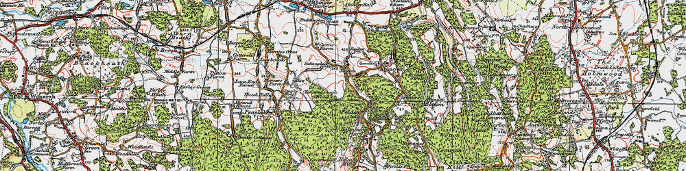 Old map of Sutton Abinger in 1920