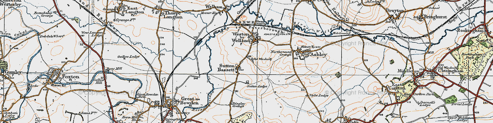 Old map of Sutton Bassett in 1920