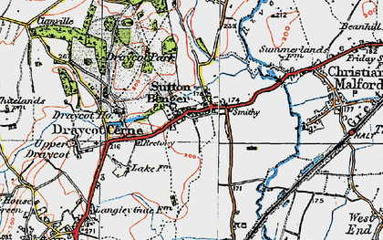 Old map of Sutton Benger in 1919