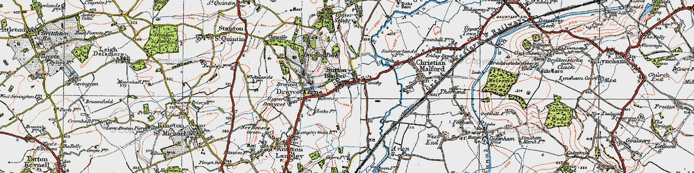 Old map of Sutton Benger in 1919