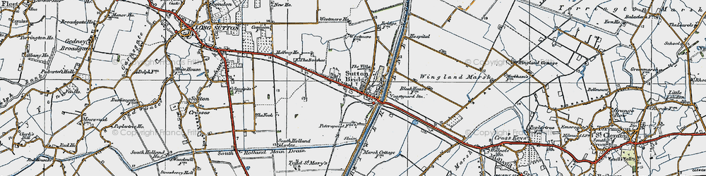 Old map of Sutton Bridge in 1922