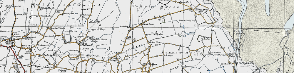 Old map of Sutton Corner in 1922