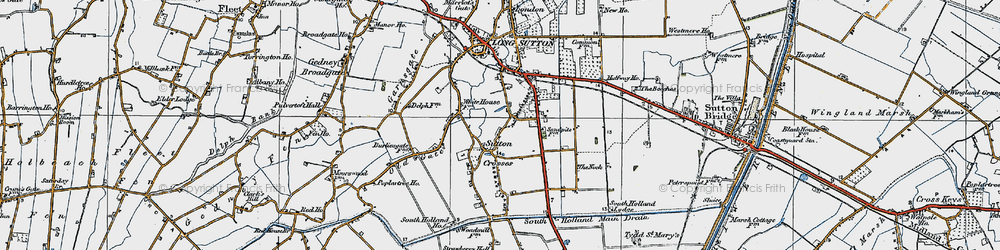 Old map of Sutton Crosses in 1922