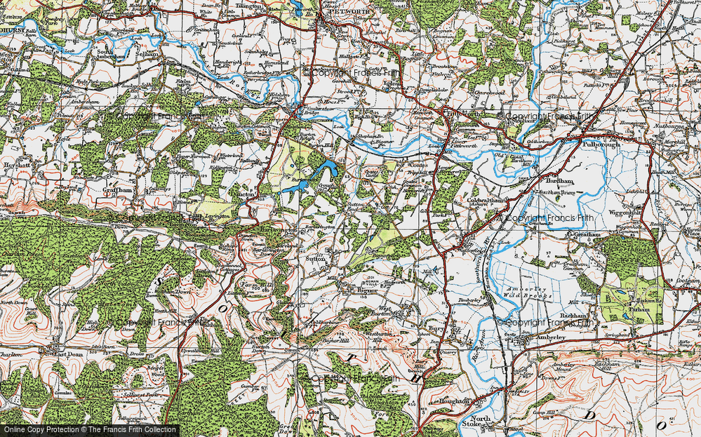 Old Map of Historic Map covering Bignor Park in 1920