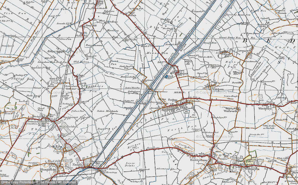 Old Map of Historic Map covering Blockmoor Fen in 1920