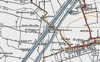 Old map of Sutton Gault in 1920
