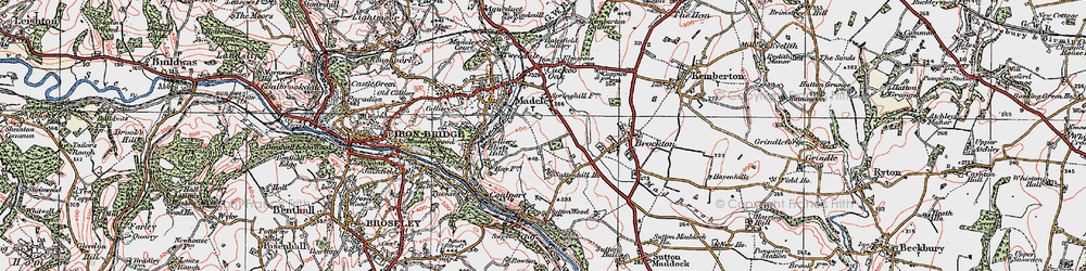 Old map of Sutton Hill in 1921