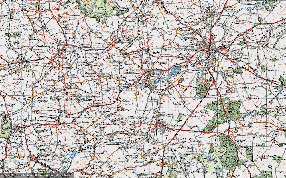 Old Map of Sutton In Ashfield, 1923 in 1923