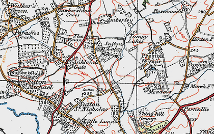 Old map of Sutton Lakes in 1920