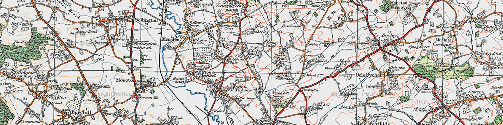 Old map of Sutton Lakes in 1920