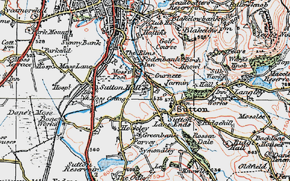 Old map of Sutton Lane Ends in 1923
