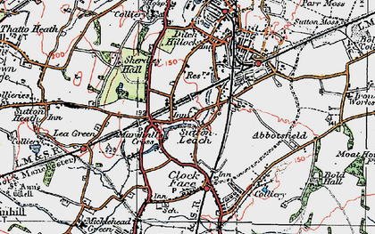 Old map of Sutton Leach in 1923