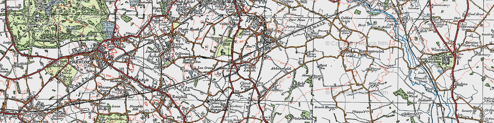 Old map of Sutton Leach in 1923