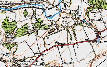 Old map of Sutton Mandeville in 1919