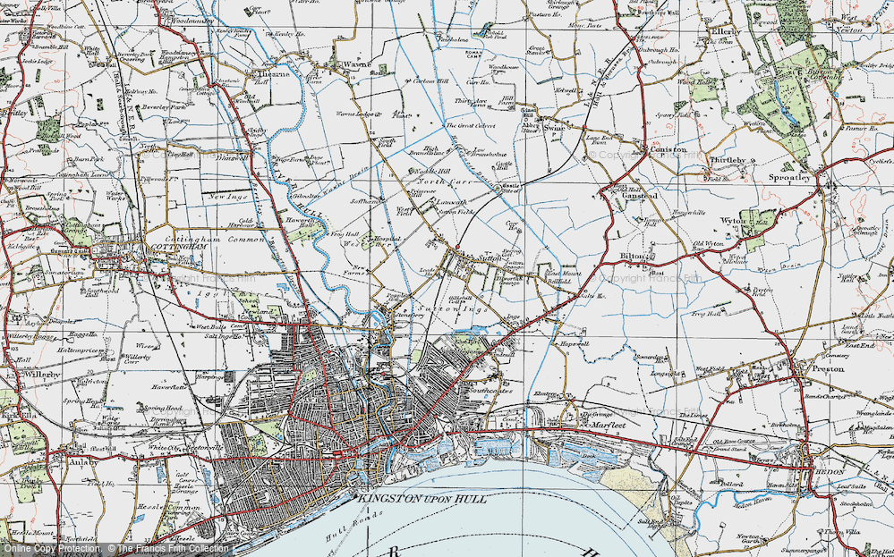 Old Map of Historic Map covering Bransholme in 1924