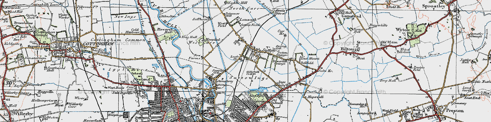 Old map of Sutton-on-Hull in 1924