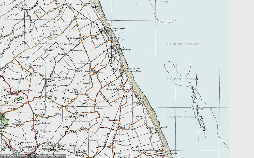 Old Map of Sutton on Sea, 1923 in 1923