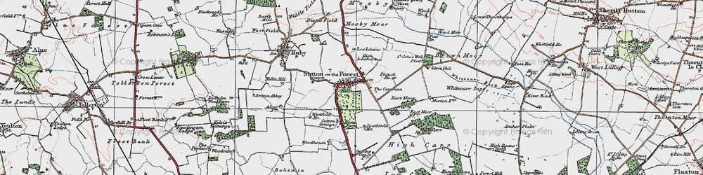 Old map of Sutton-on-the-Forest in 1924